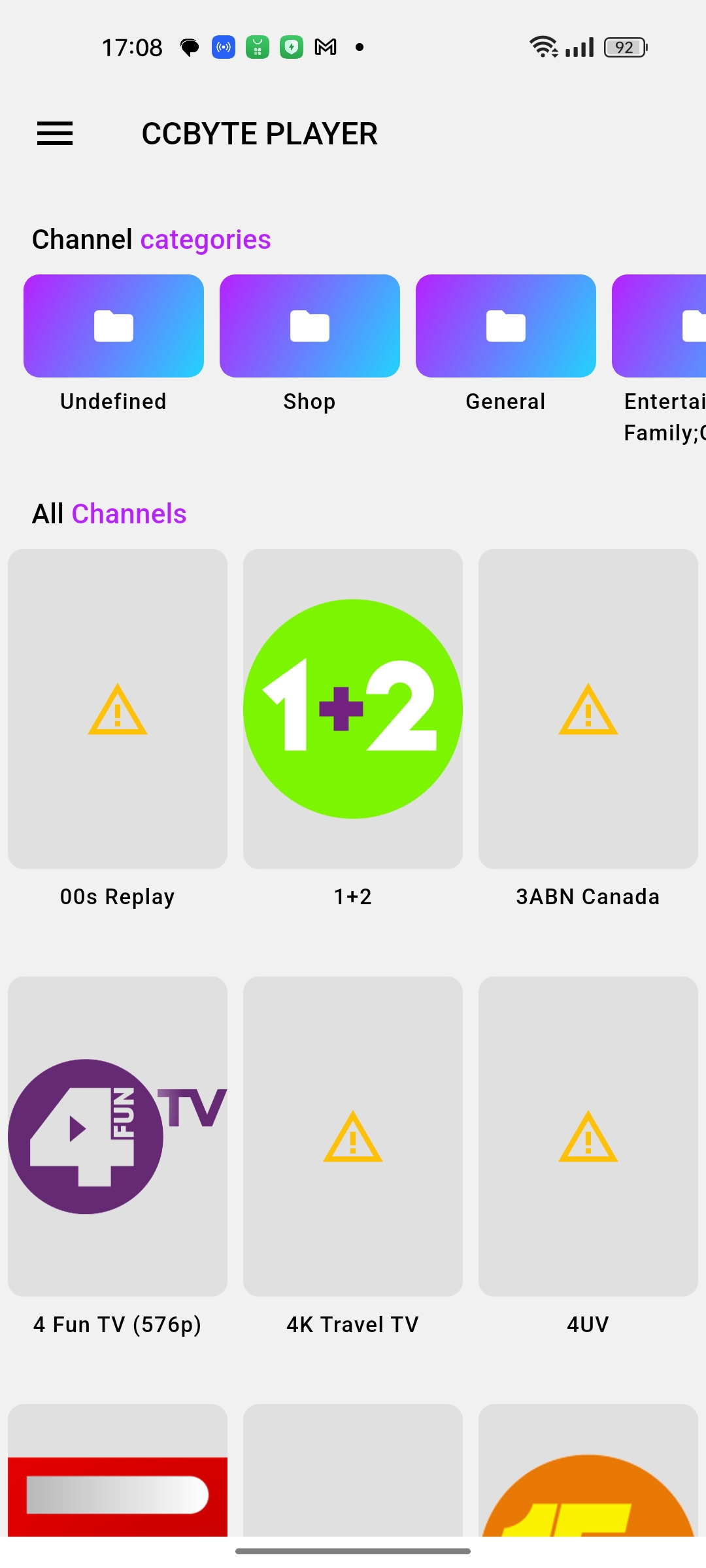 IPTV Player App Screenshot